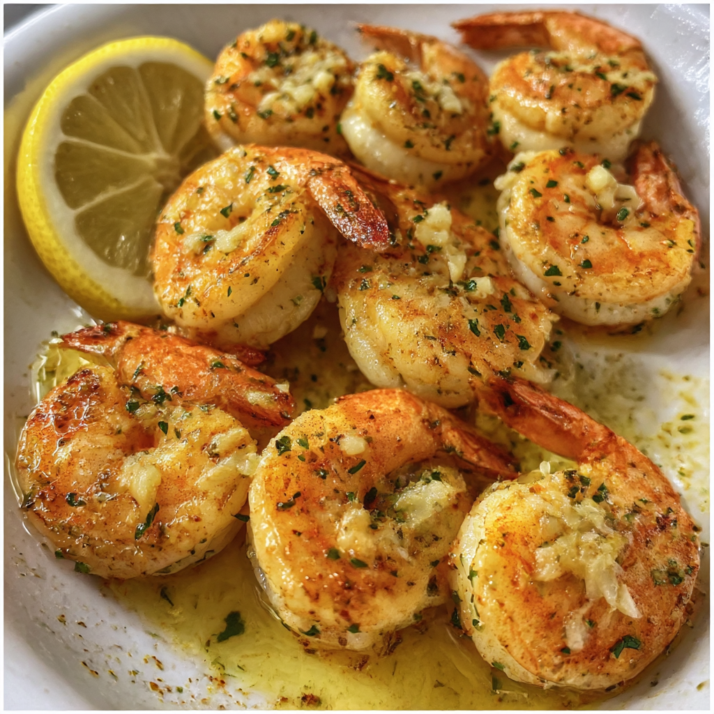 Shrimp with lemon and spices.