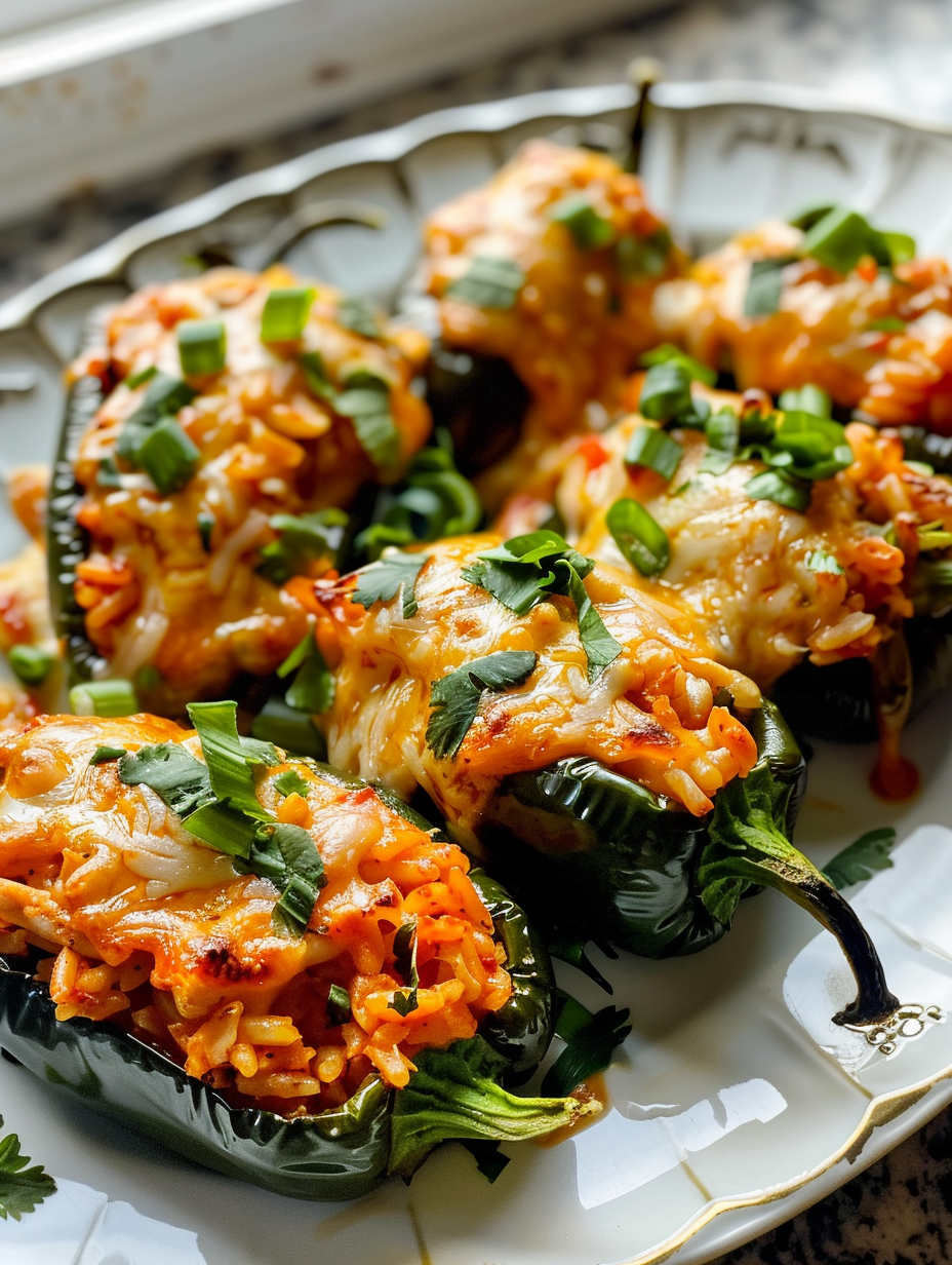 A plate of food with a green pepper and cheese.