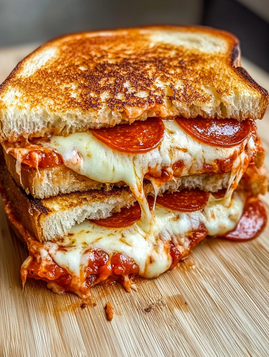 A stack of pepperoni sandwiches.
