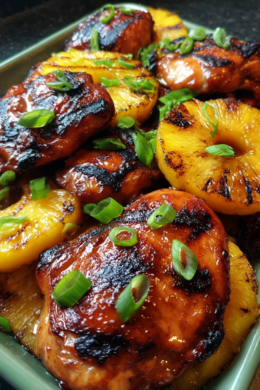 Sliced pineapple on a grill.
