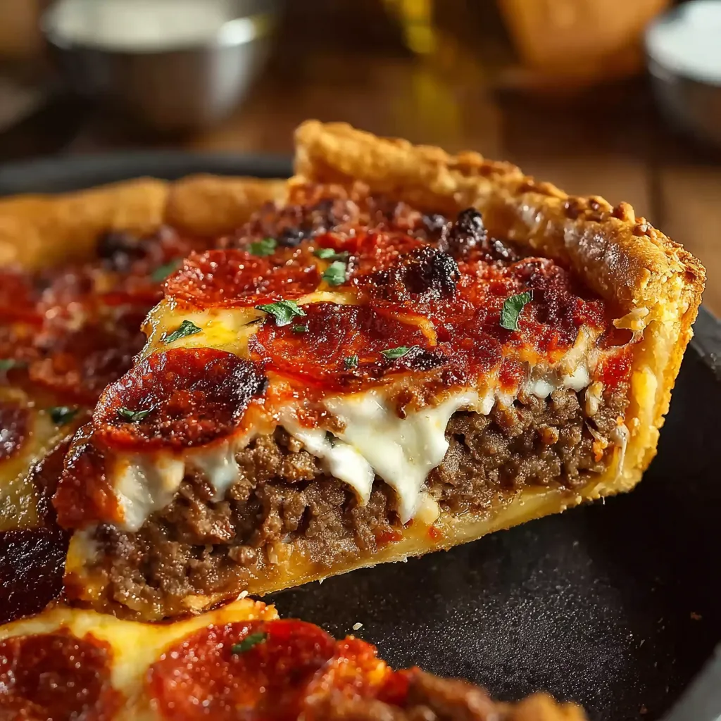 Deep Hamburger Sausage & Pepperoni Pie