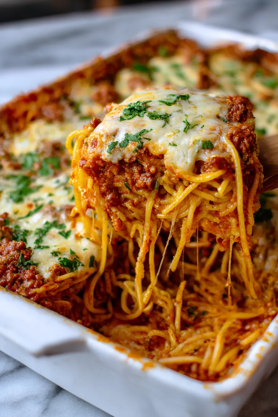 A slice of lasagna with cheese and noodles.