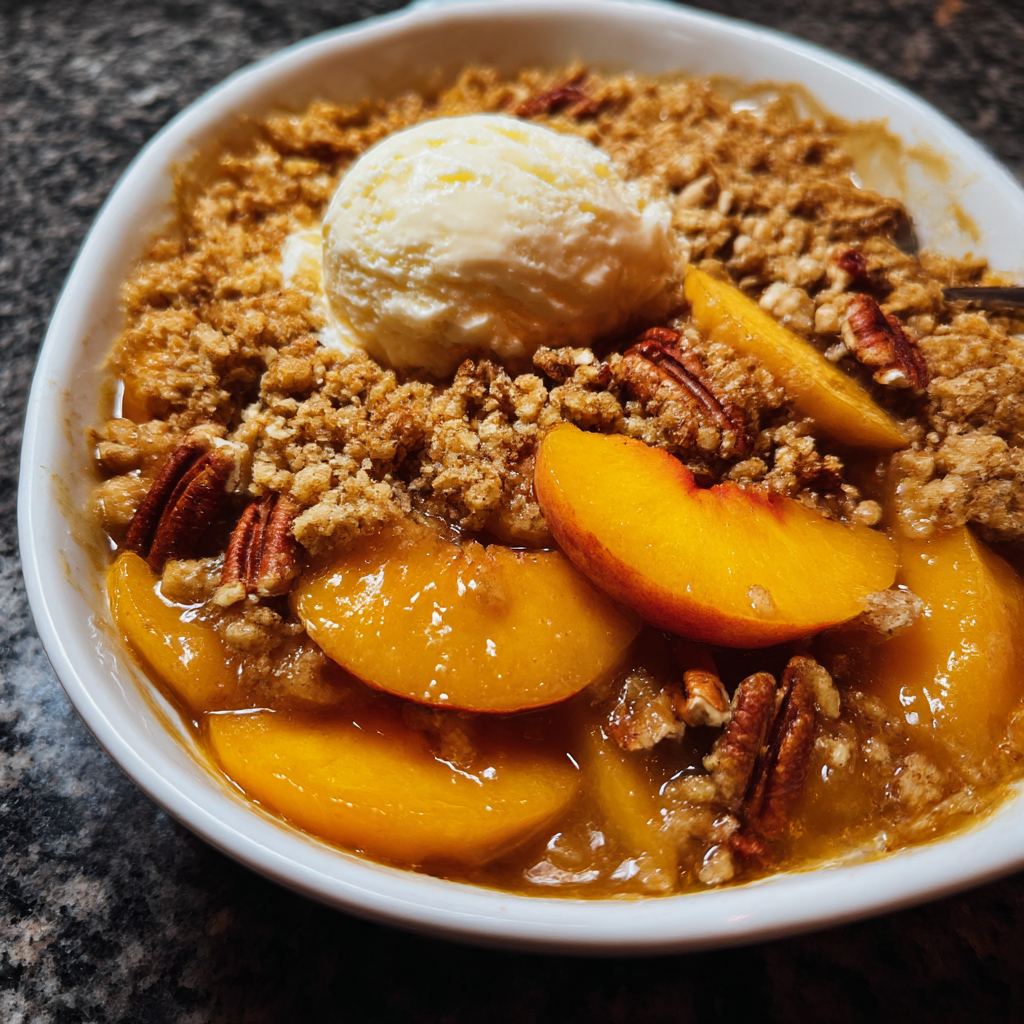 A bowl of food with a scoop of ice cream on top.