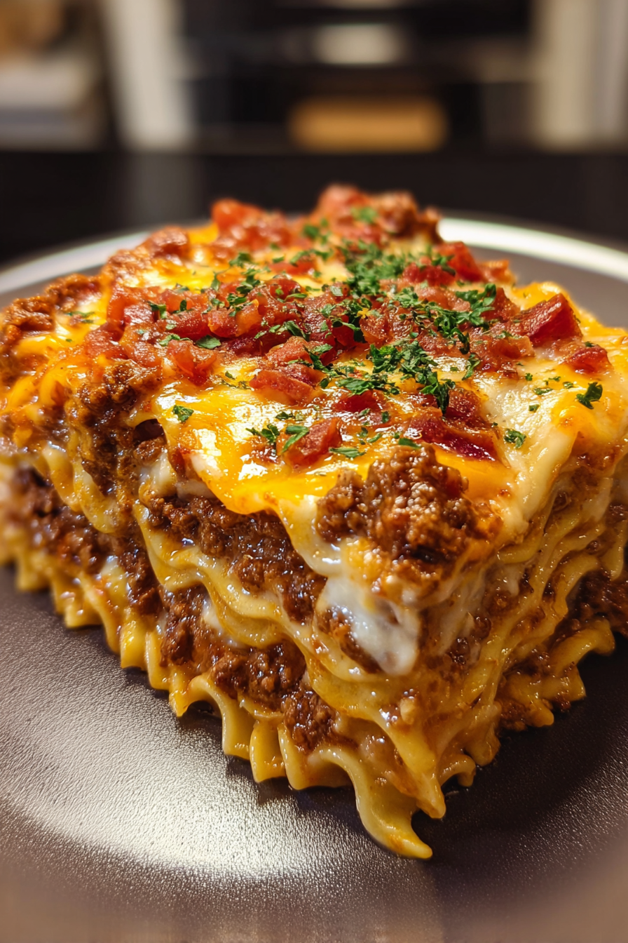 A plate of food with a slice of meat and cheese.