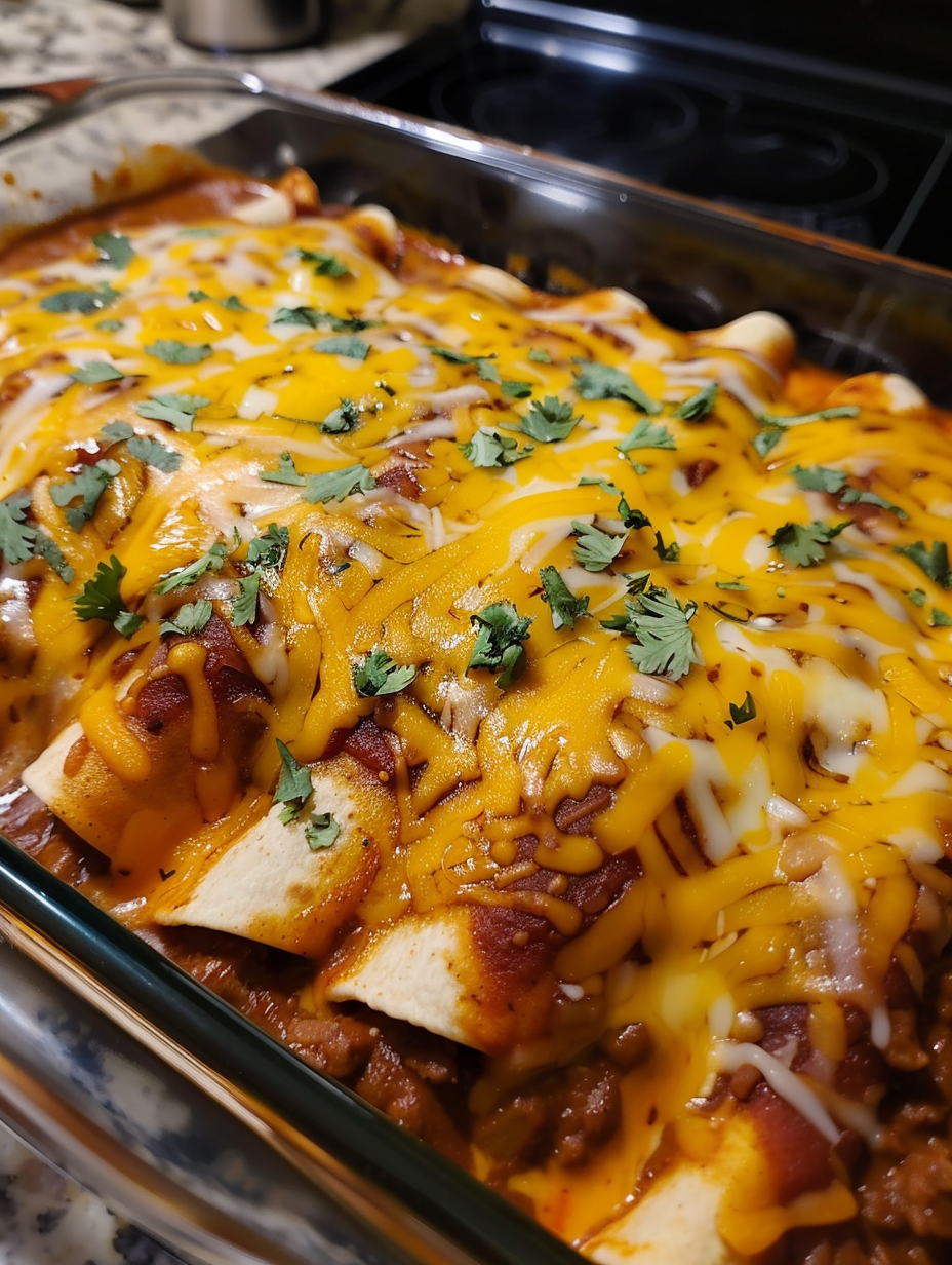 A pan of food with cheese and green onions.