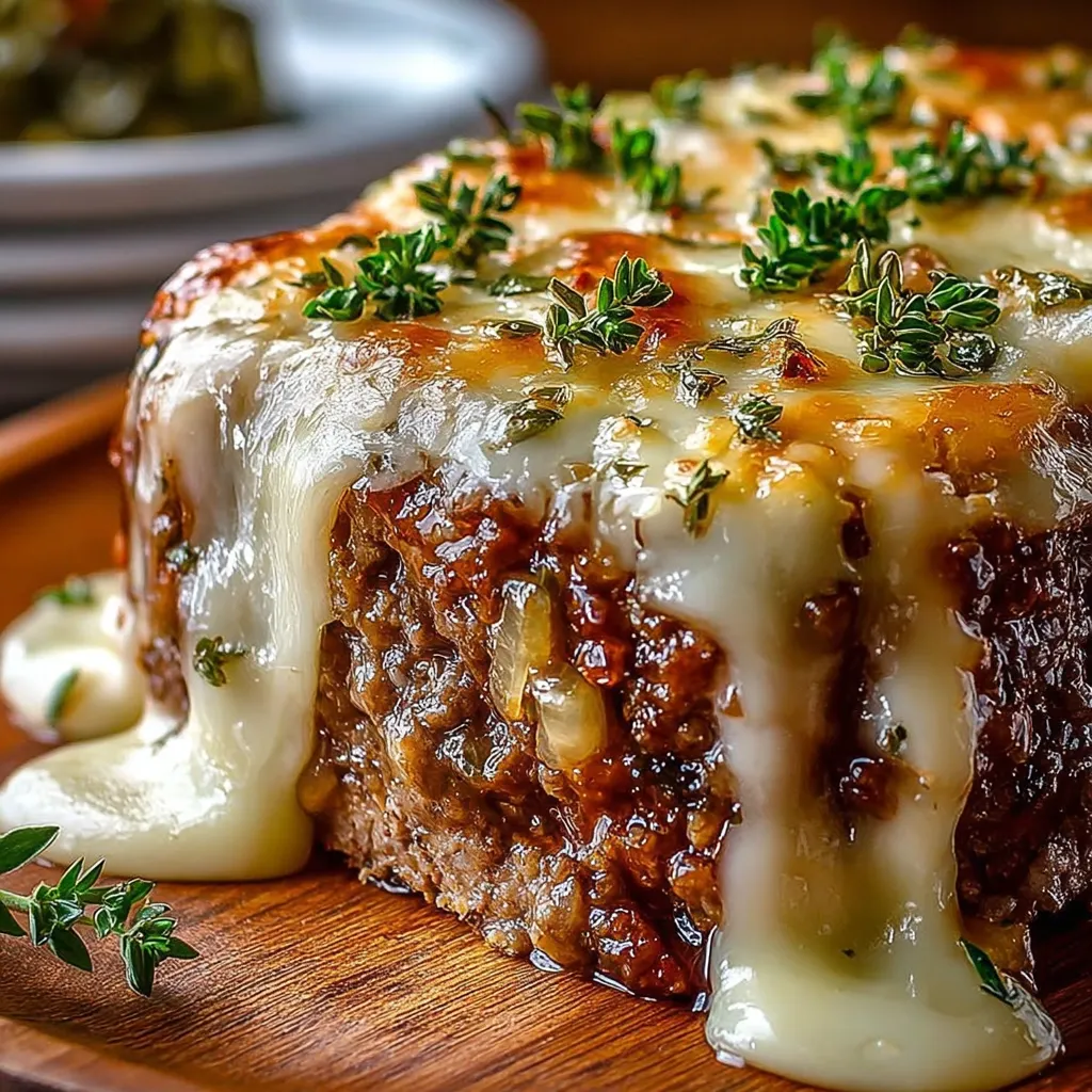 Crockpot French Onion Beefloaf Swiss Cheese