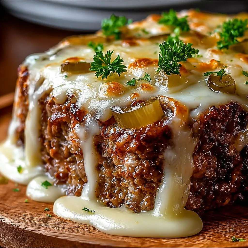 Crockpot French Onion Beefloaf Swiss Cheese