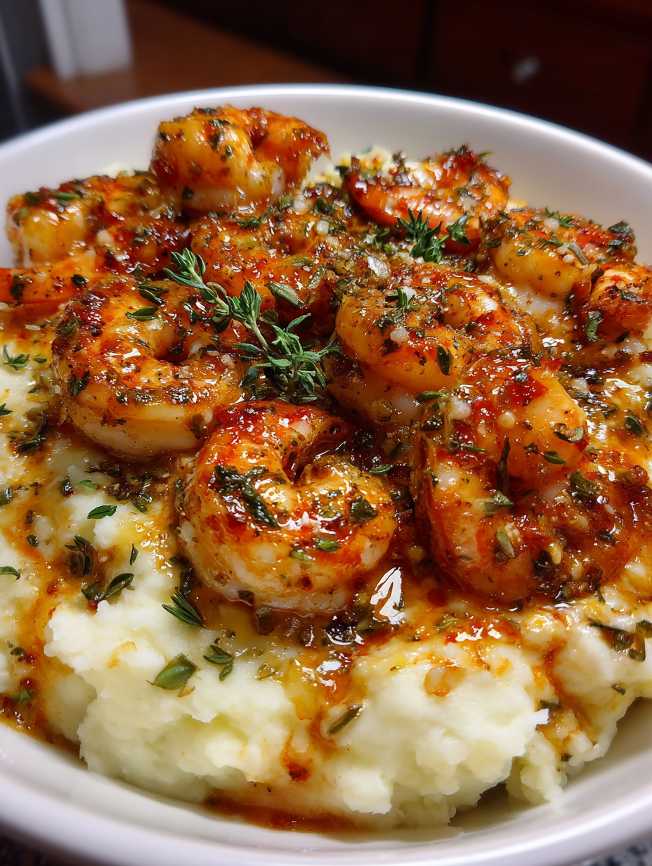 A bowl of shrimp and potatoes.