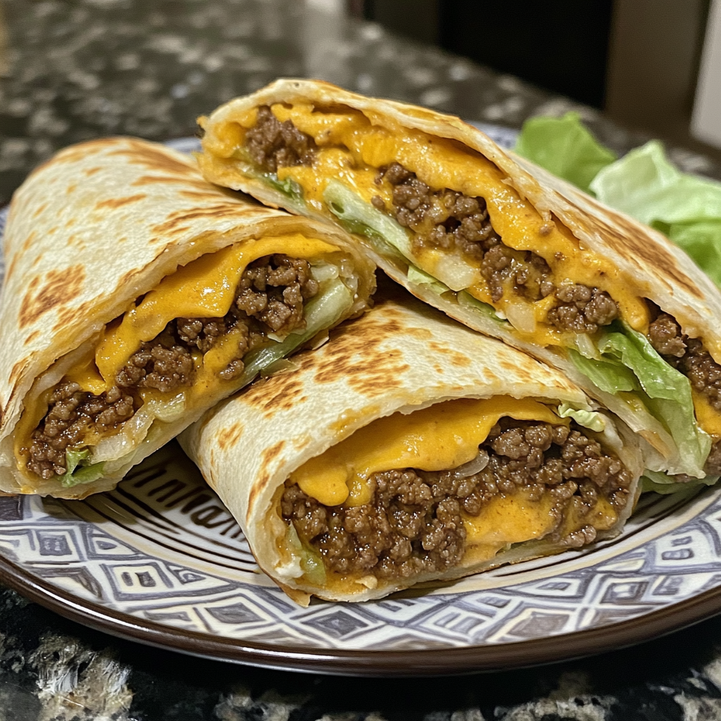A plate of food with a burrito on it.