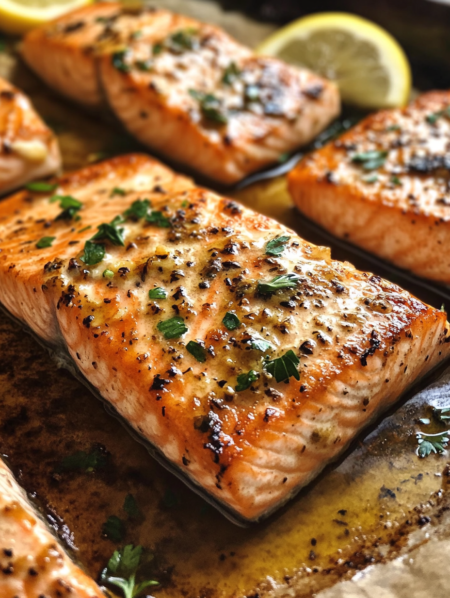 A close up of cooked salmon.