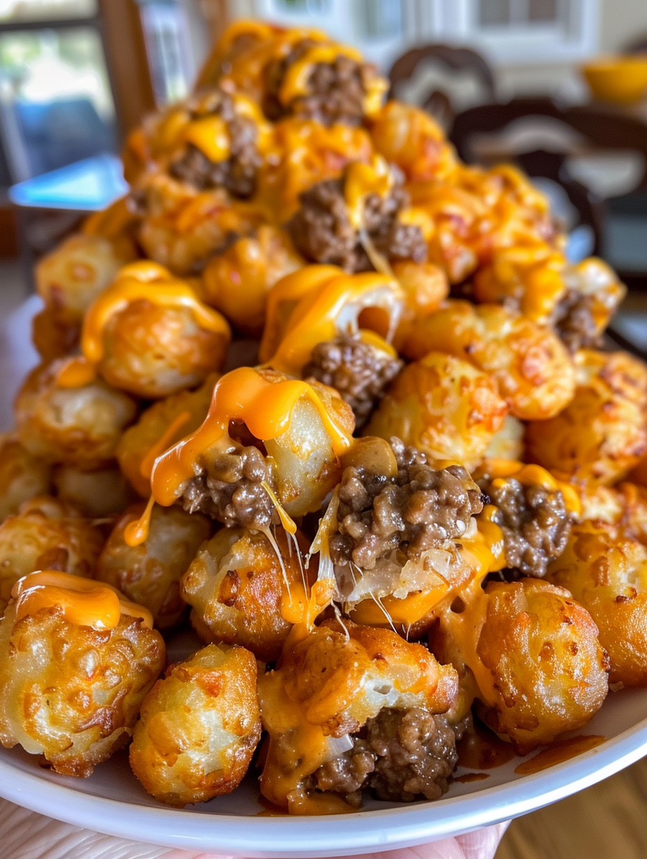 A plate of food with cheese and meat on it.