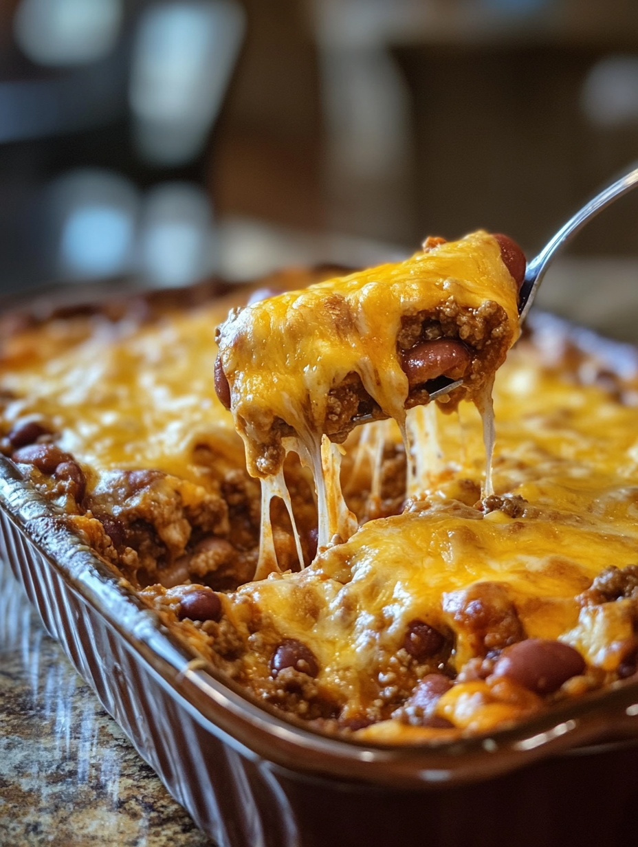 A spoon is in a casserole dish.