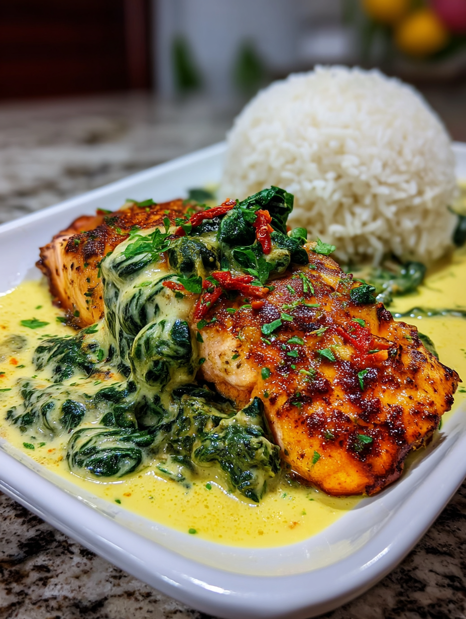 A plate of food with rice and fish.