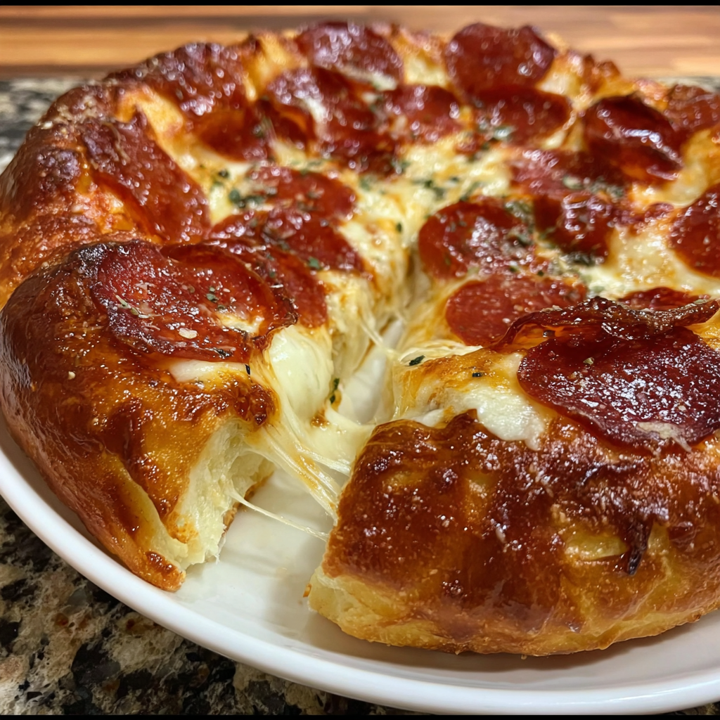 A slice of pizza on a plate.