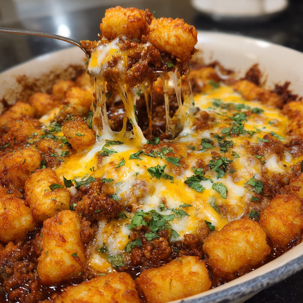 A bowl of food with a spoon in it.