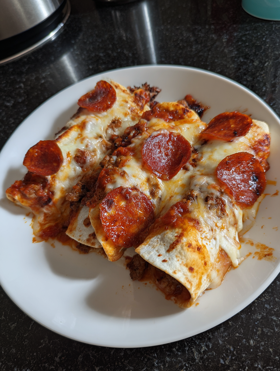 A plate of pepperoni pizza.