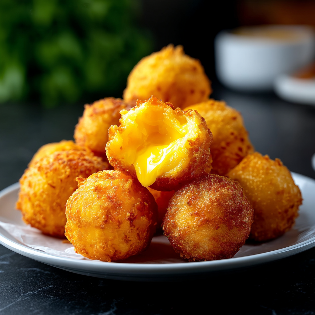 A plate of cheese balls.