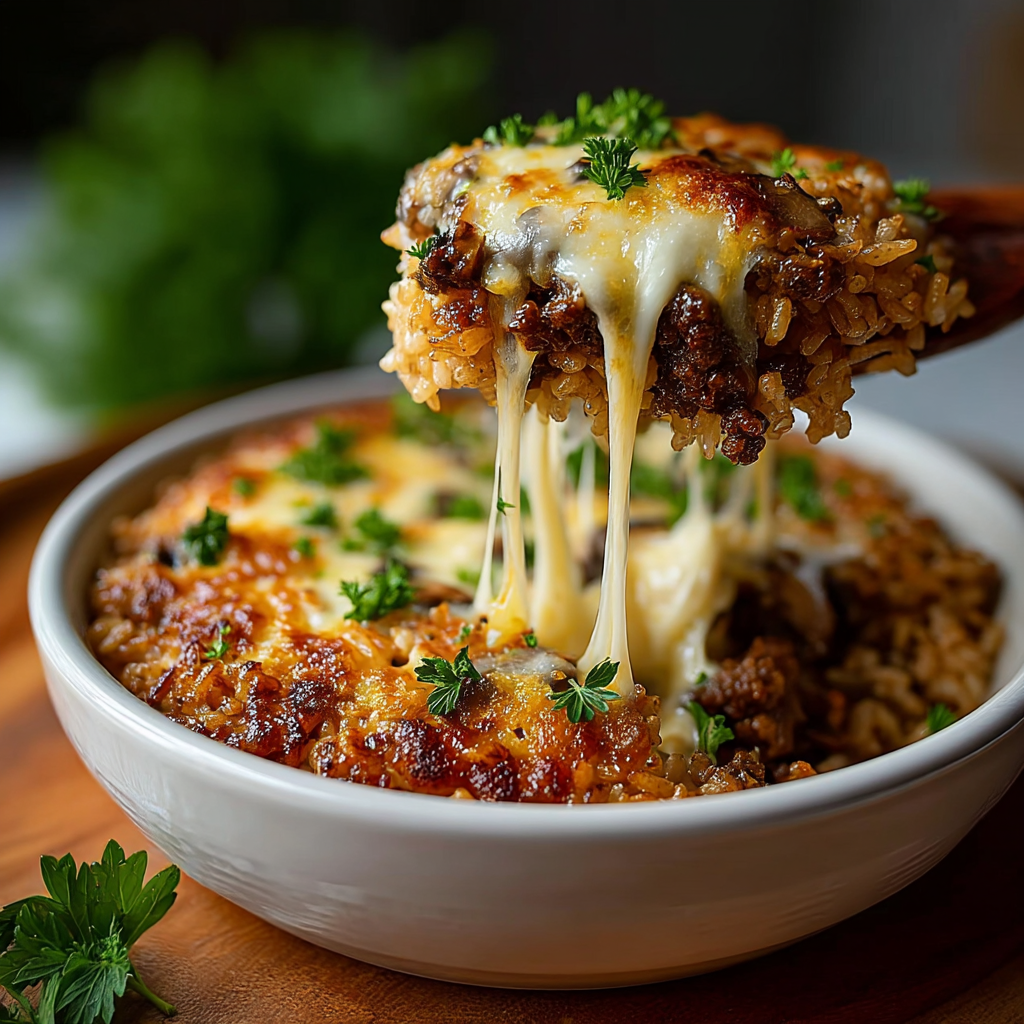 A bowl of food with a spoon in it.