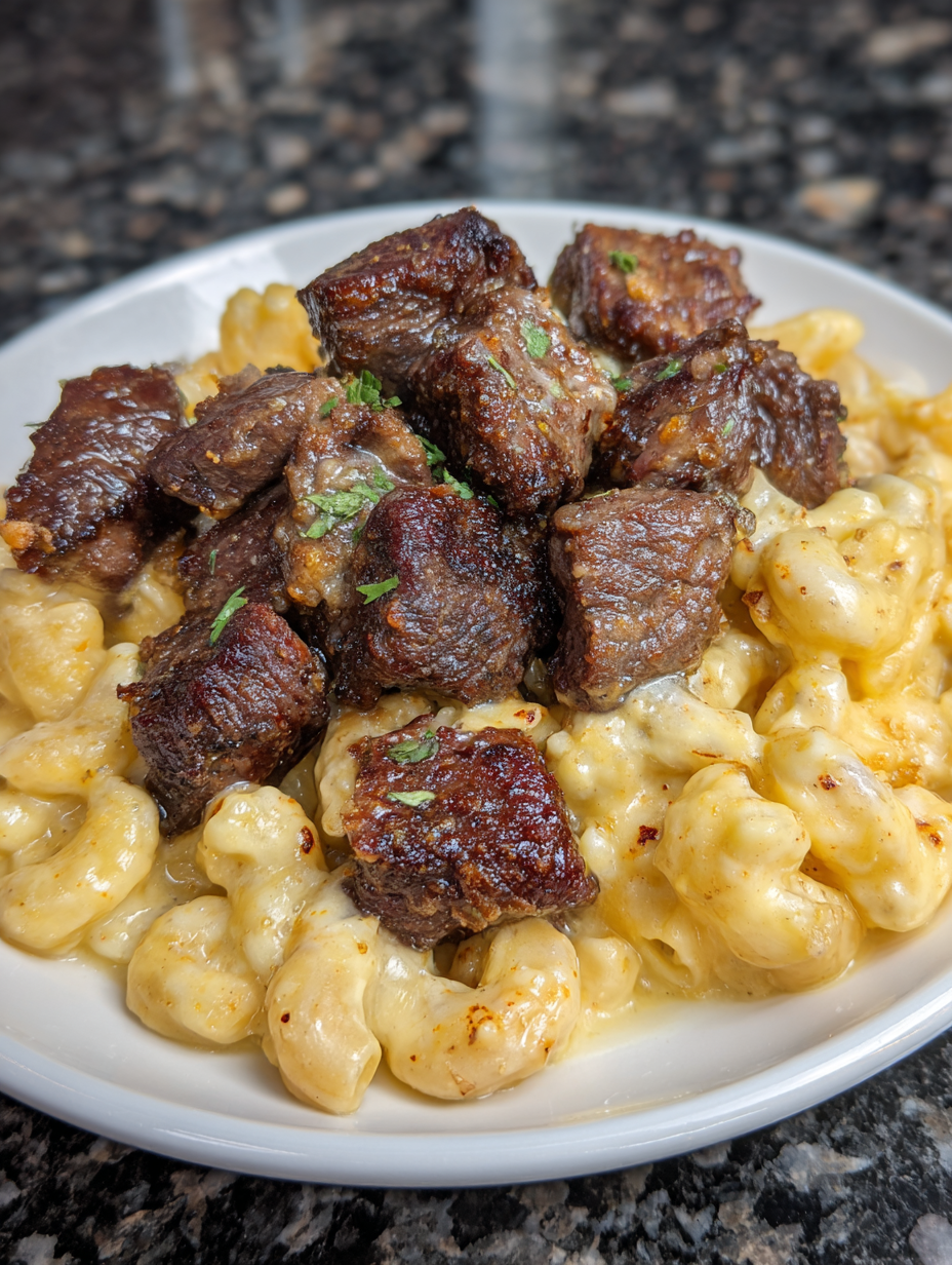 A plate of food with meat and macaroni.