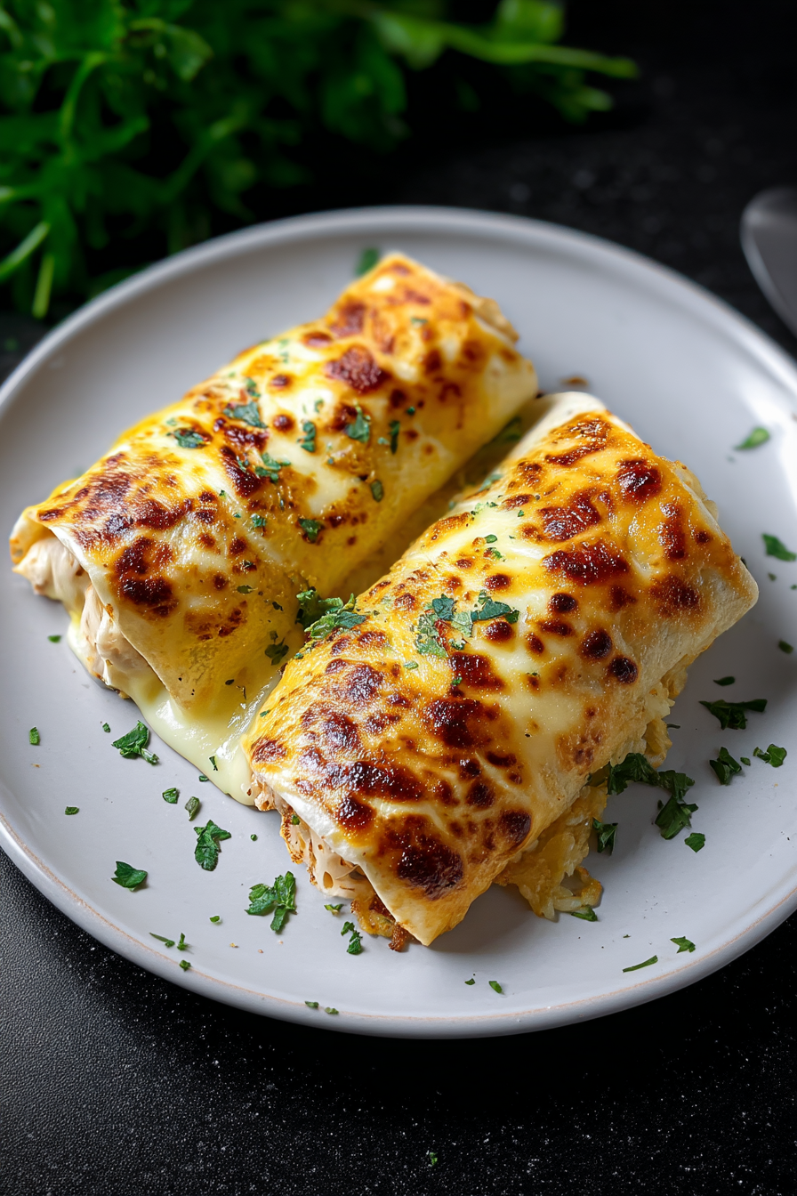 Two pieces of cheese covered chicken on a plate.