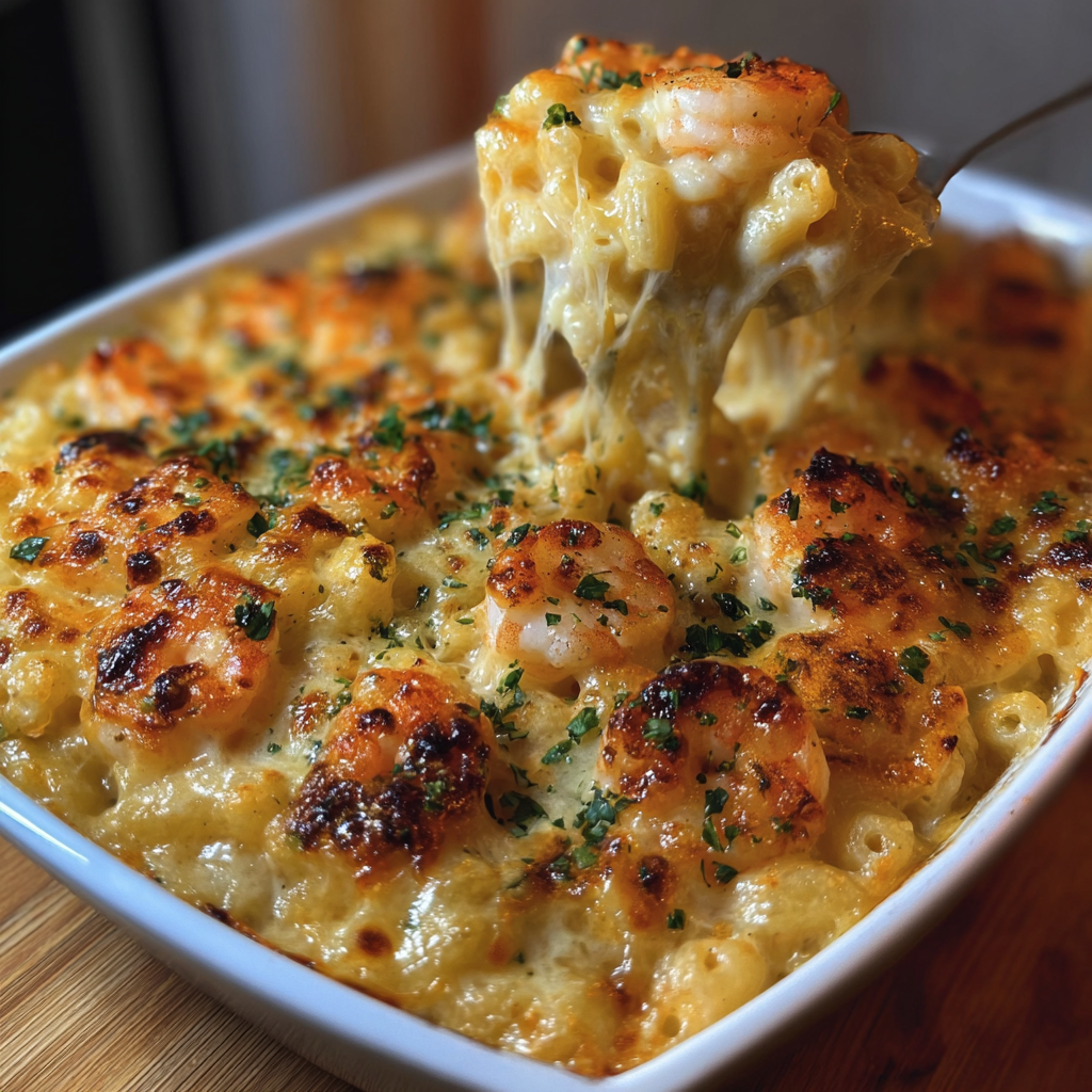 A bowl of shrimp and cheese.