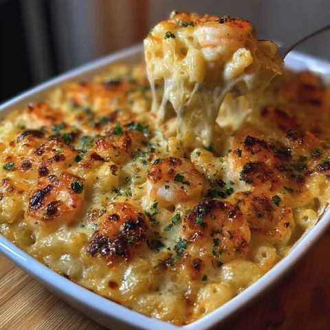 A bowl of shrimp and cheese.