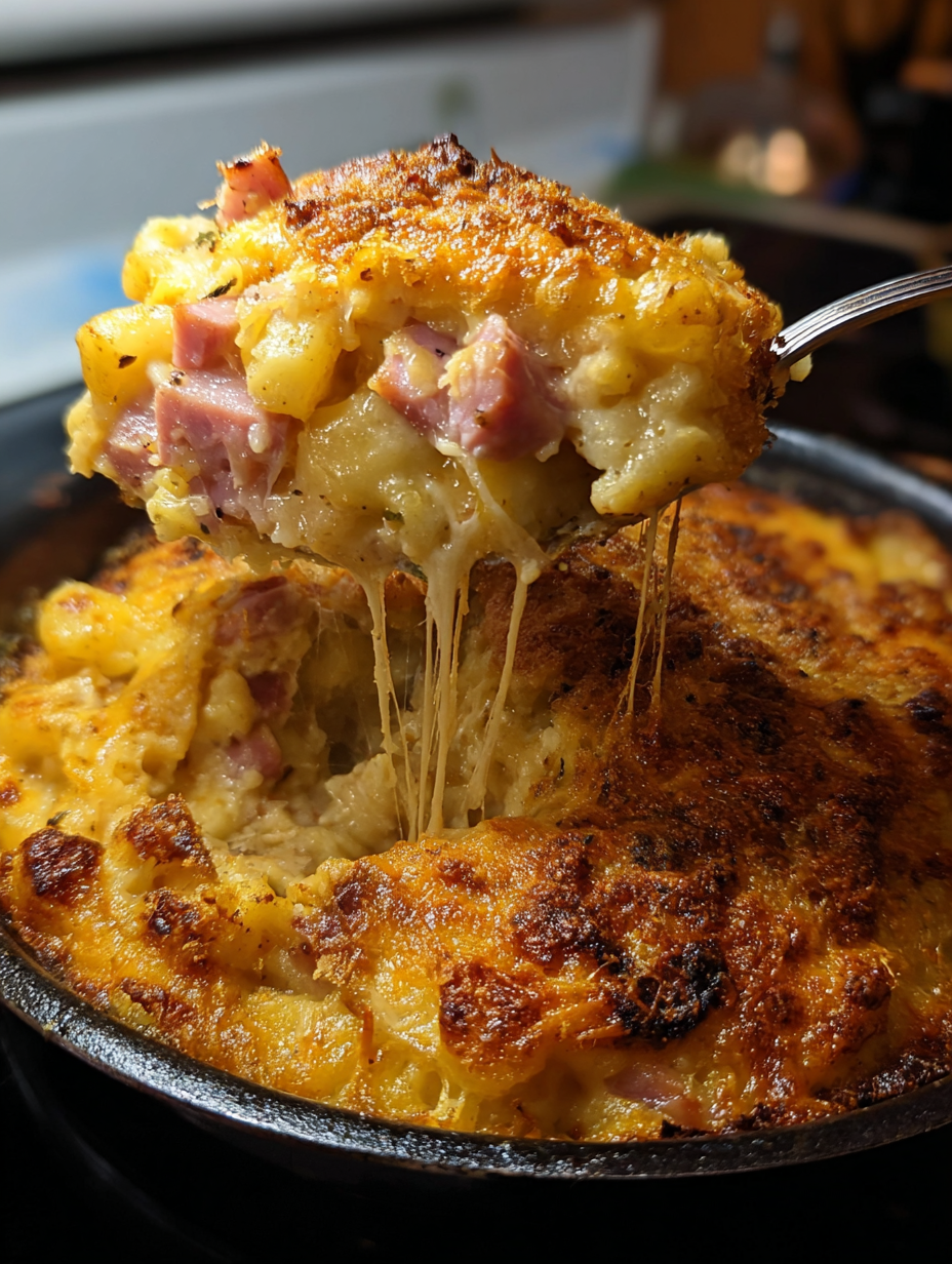 A piece of food is being lifted out of a pan.
