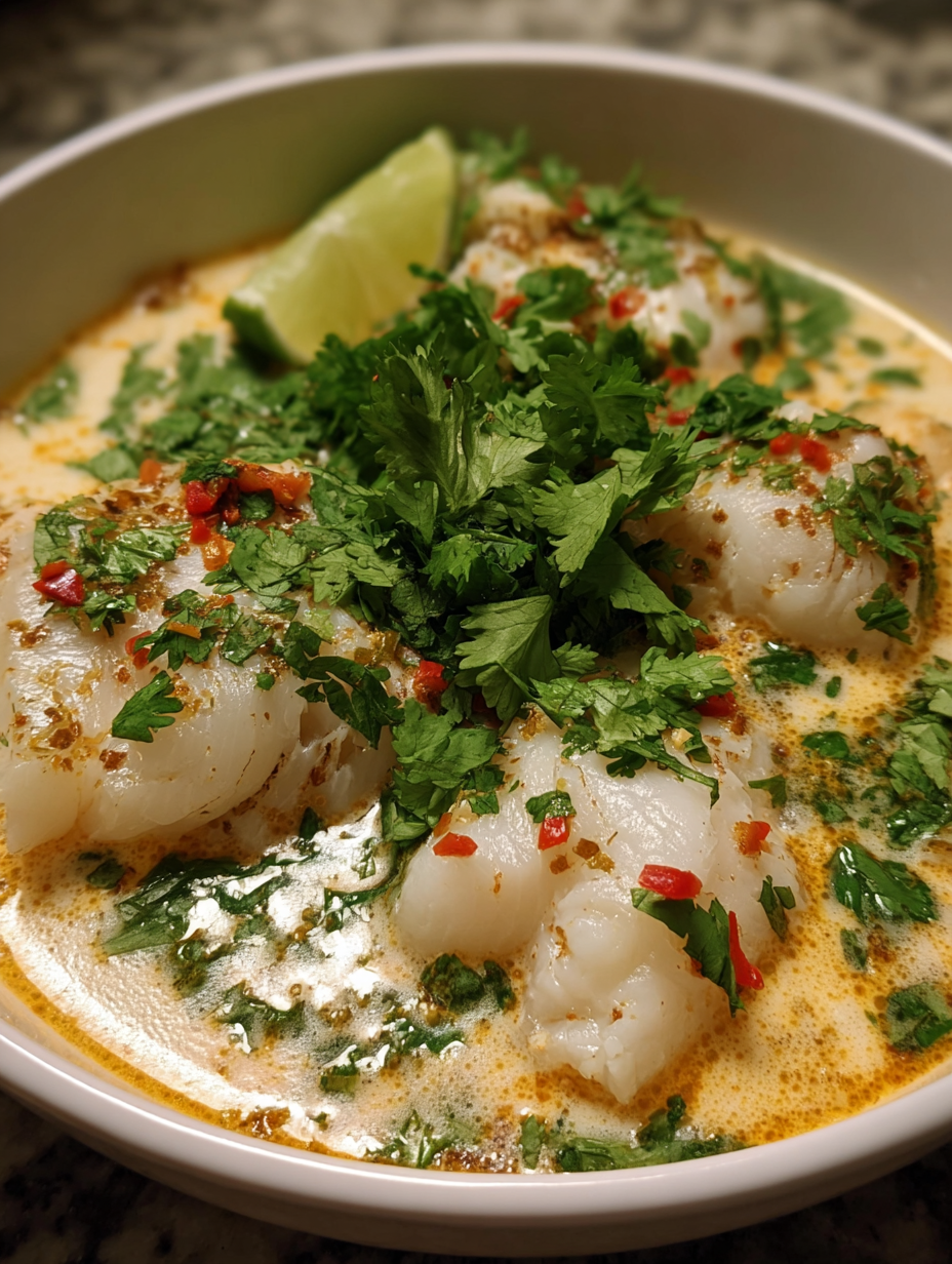 A bowl of soup with shrimp and lime.