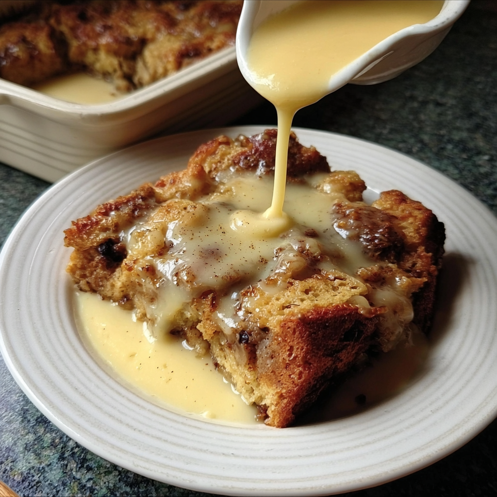 A slice of bread with butter and syrup on it.