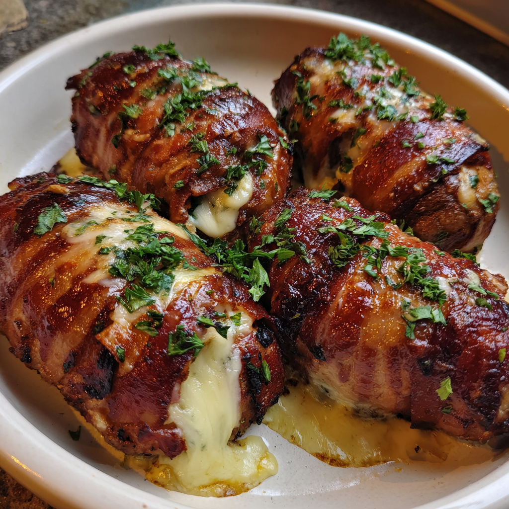 A plate of food with meat and cheese.