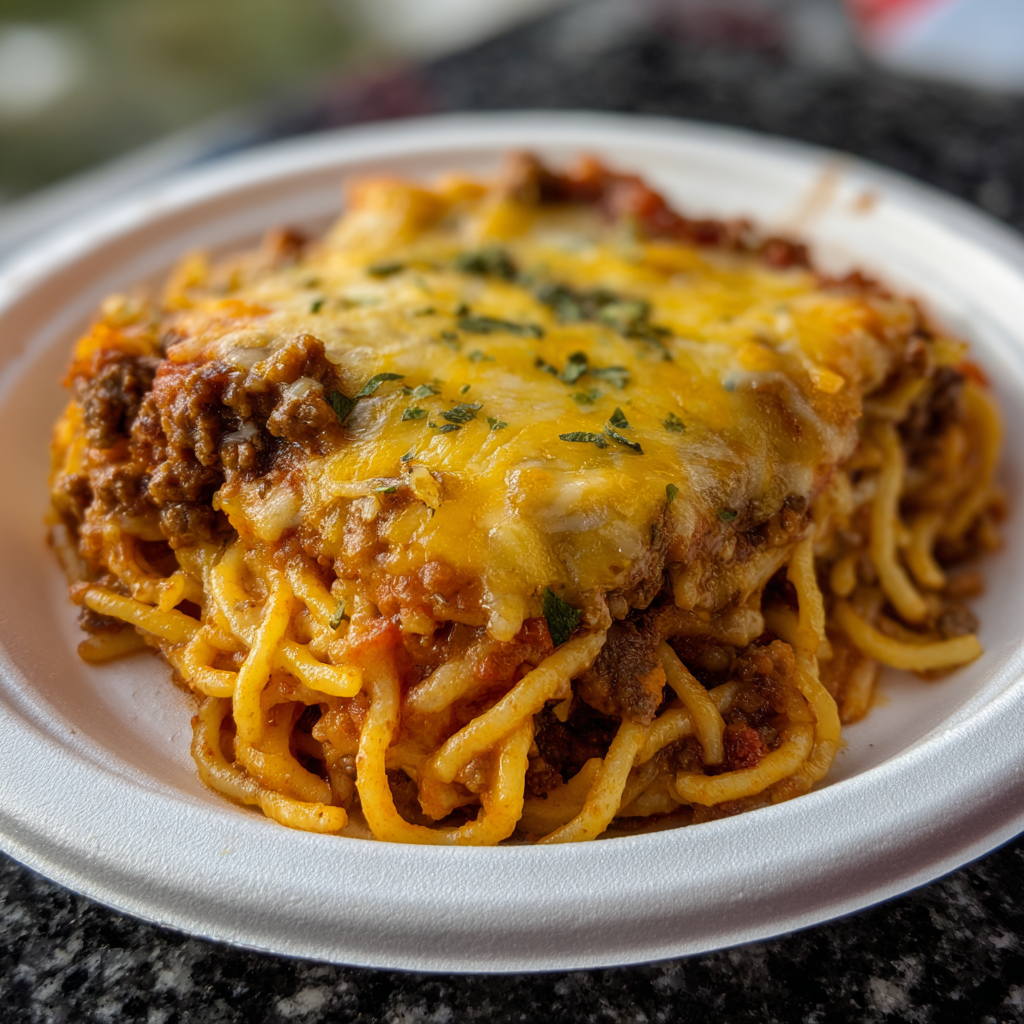 A plate of spaghetti with meat sauce.