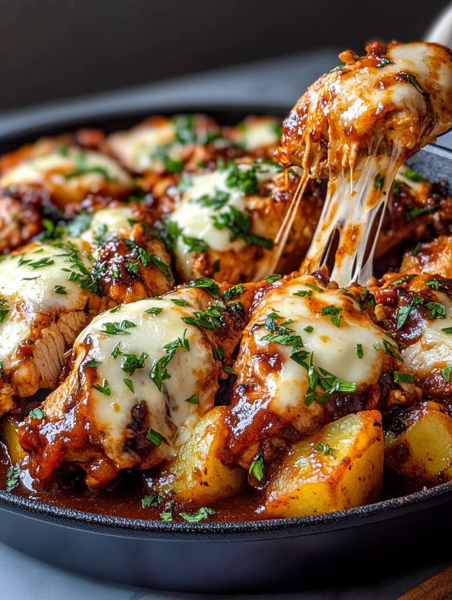 A pan of food with cheese and sauce.