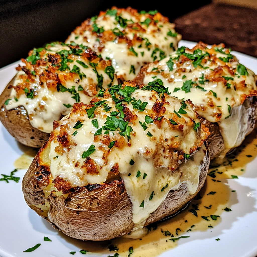 A plate of food with cheese and potatoes.