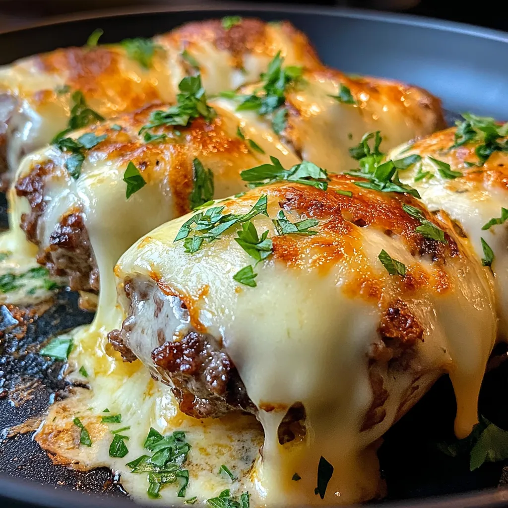 A plate of food with cheese and herbs.