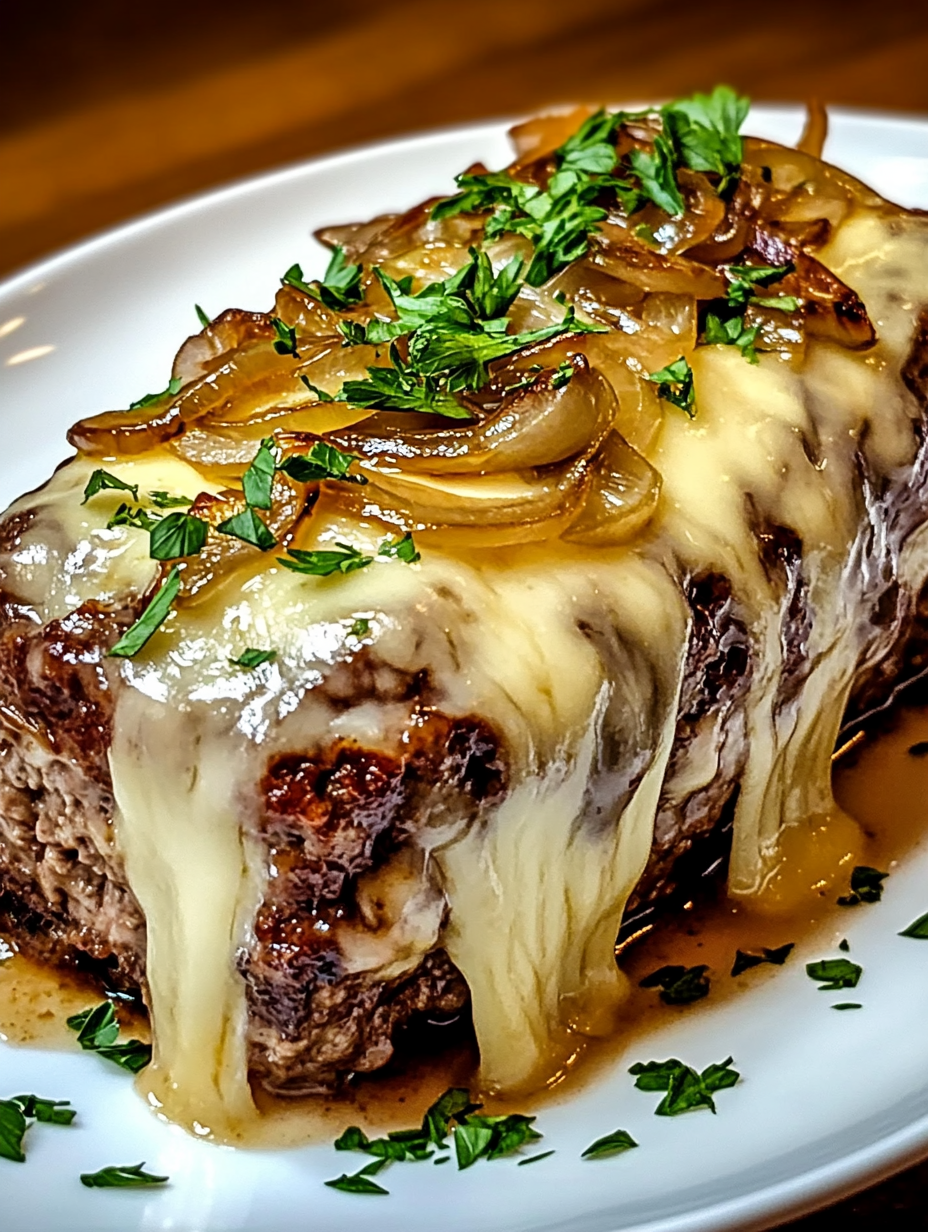 A piece of meat with onions on top.