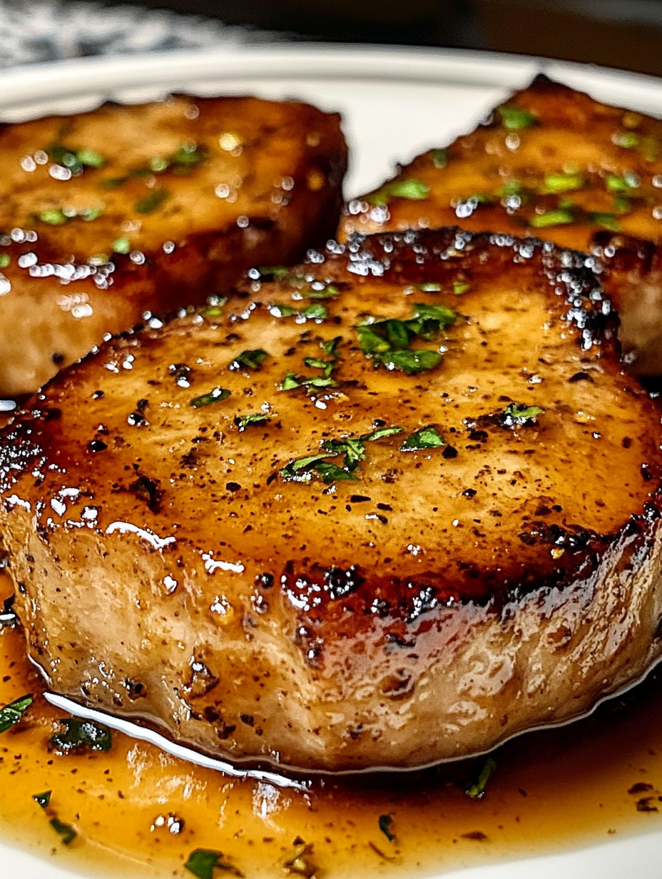 Sliced meat with herbs on a plate.