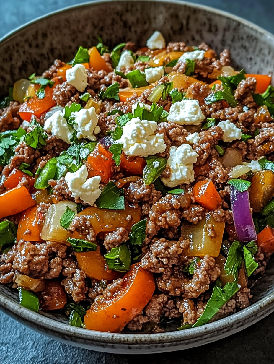 A bowl of meat and vegetables.