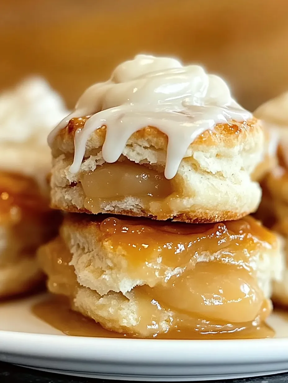 A stack of pastries with a glaze.