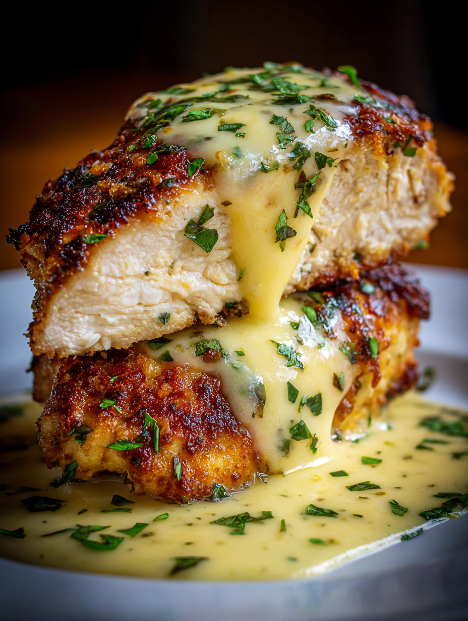 A piece of chicken with sauce on it.