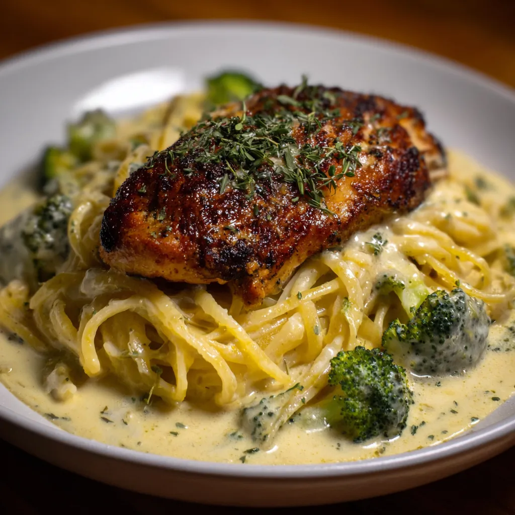 A plate of food with chicken and broccoli.