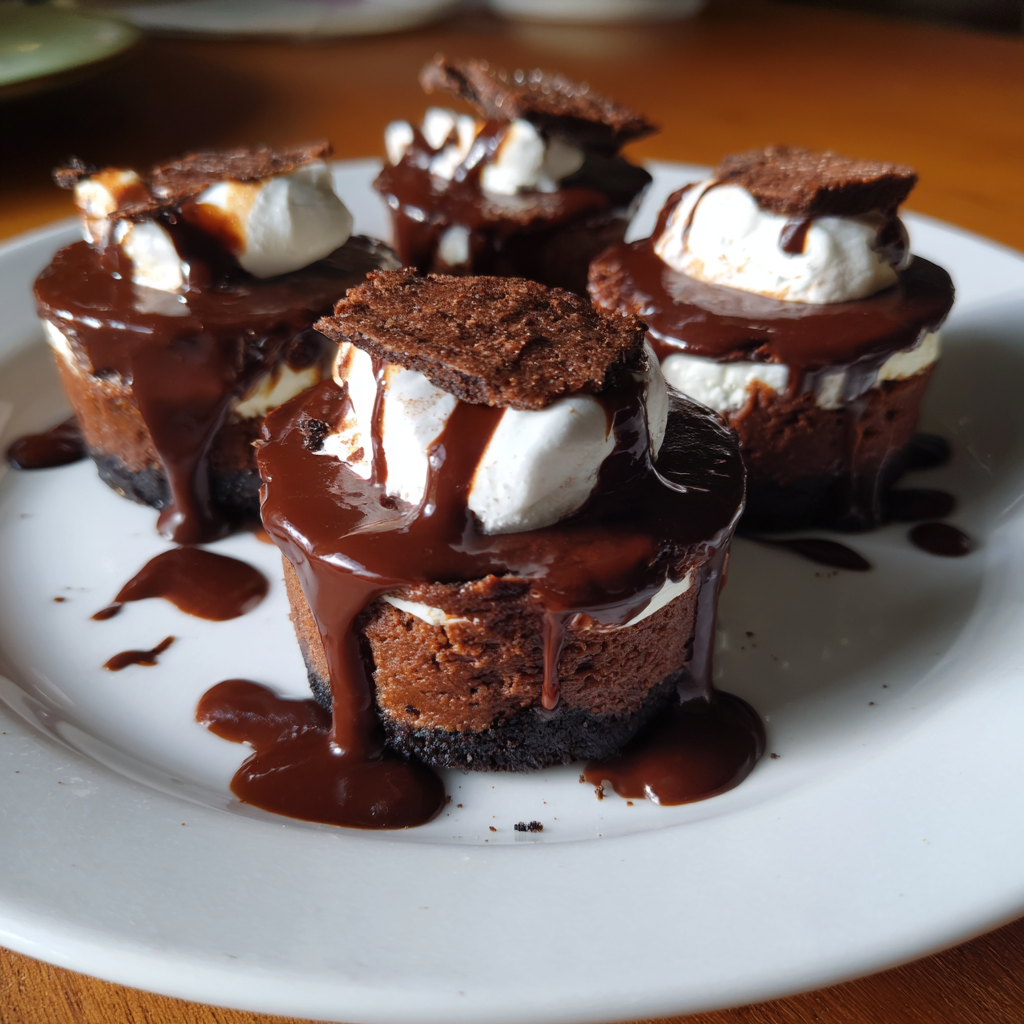 Chocolate and white frosting on a plate.