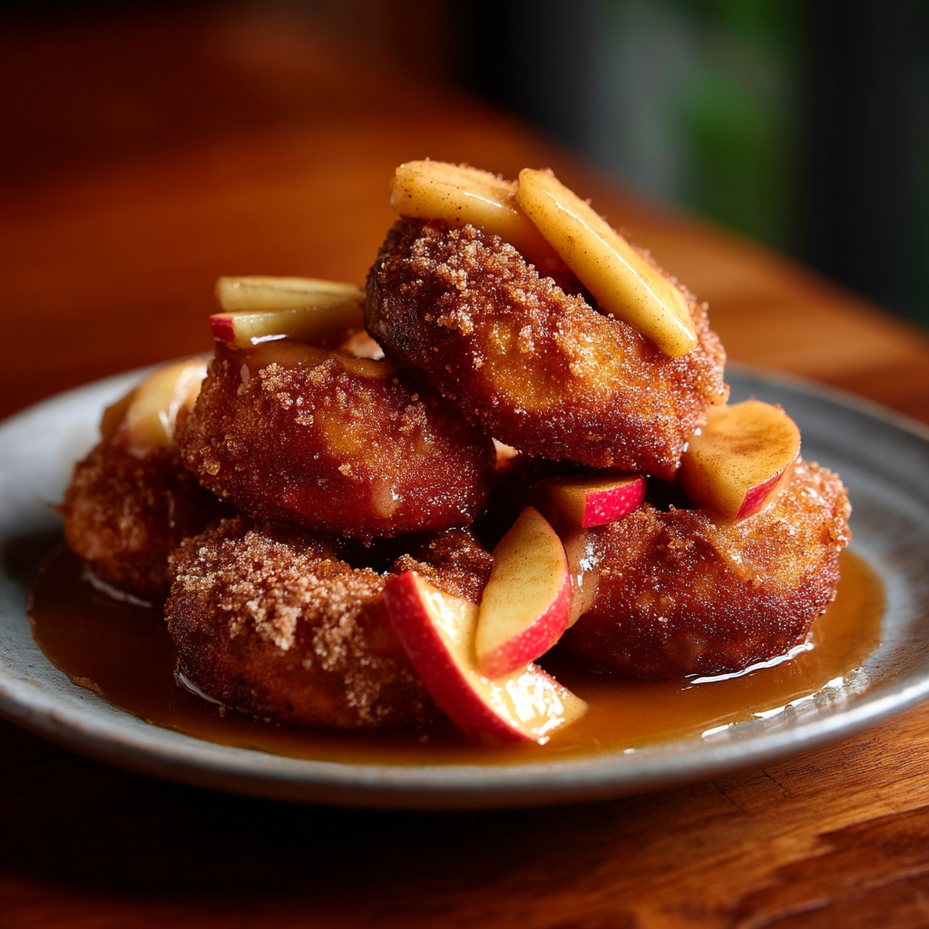 A plate of food with a syrup sauce.