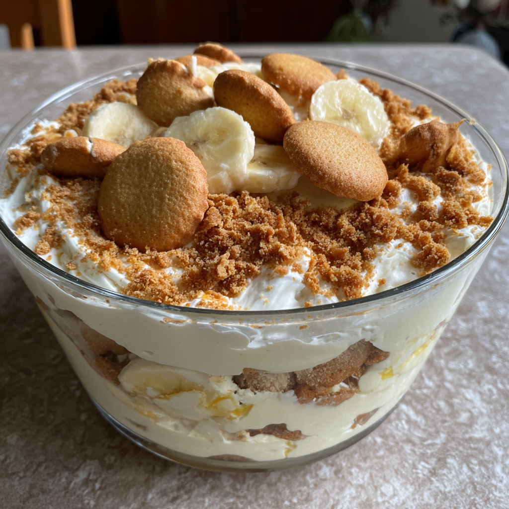 A glass bowl filled with bananas and cookies.