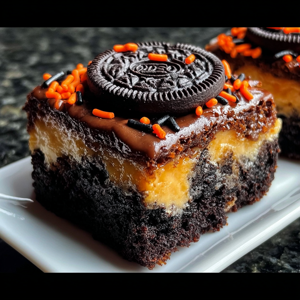 A slice of chocolate cake with a cookie on top.