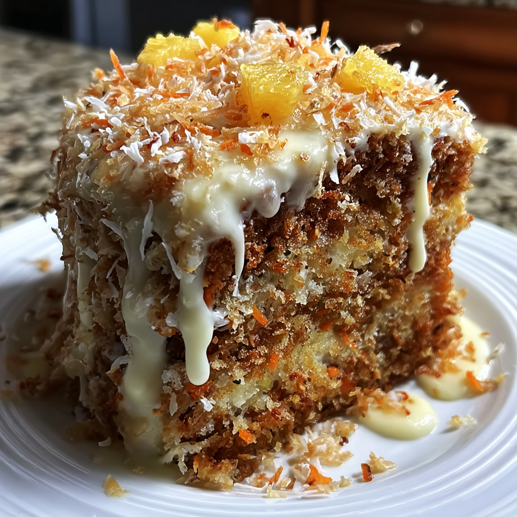 A slice of cake with white frosting and orange slices on top.