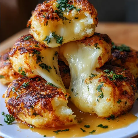 A stack of cheese-covered cauliflower on a plate.