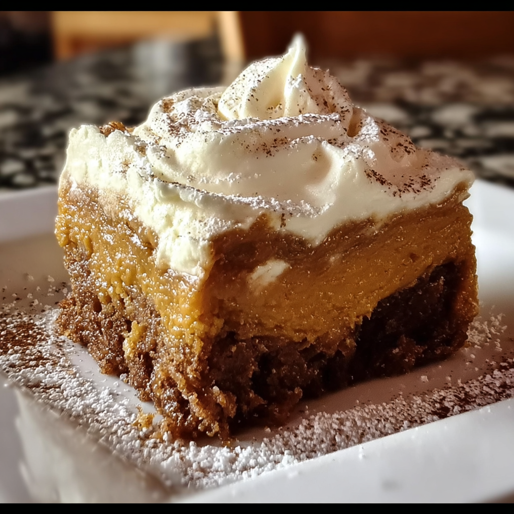 A slice of pie with whipped cream on top.