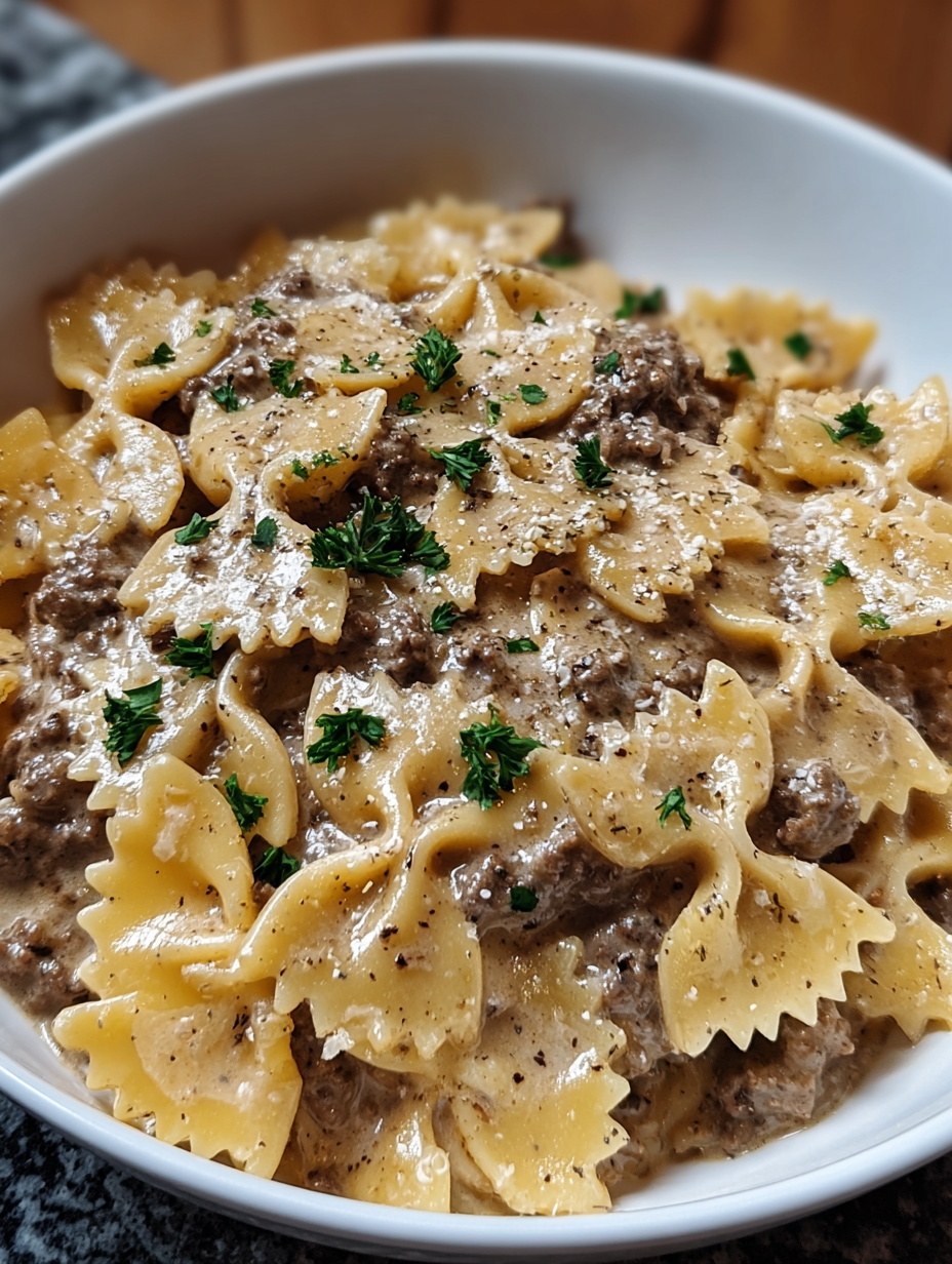 A bowl of pasta with meat and cheese.