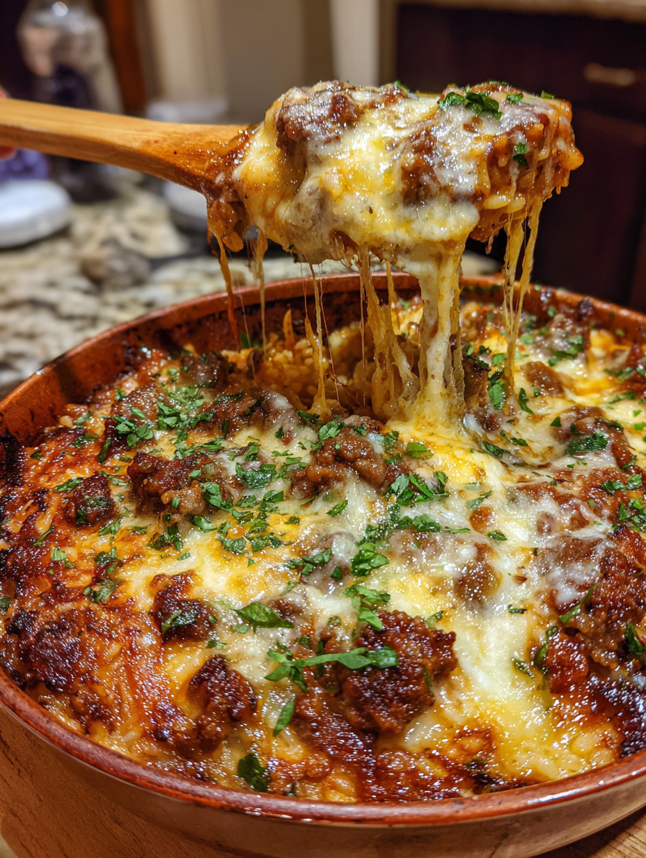 A spoon is in a bowl of food.