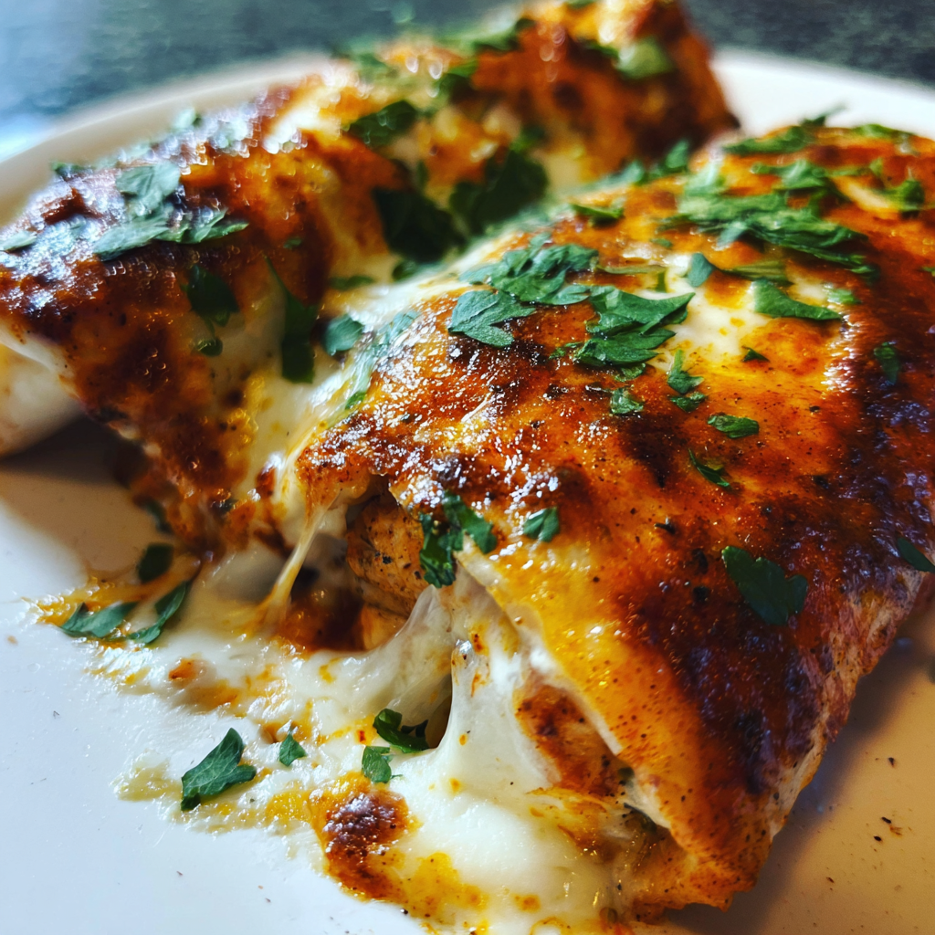 A slice of pizza with cheese and herbs on a white plate.